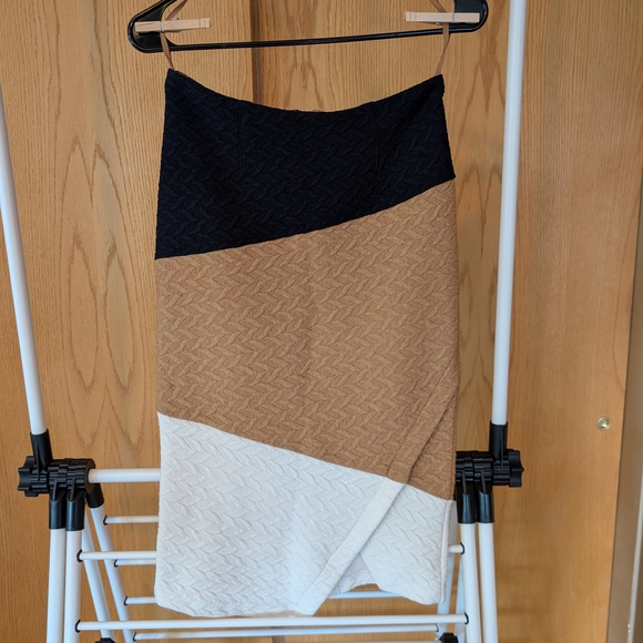 Colorblock Women's Skirt - Black, Brown, and White - Picture 1 of 9